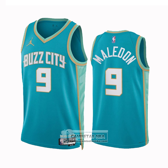 Camiseta Charlotte Hornets Theo Maledon NO 9 Ciudad 2023-24 Verde